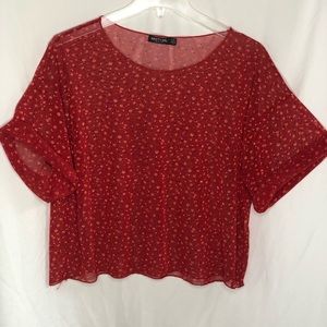 Nasty Gal floral mesh top